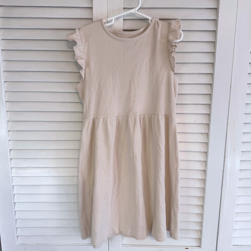 H&M Girls Ribbed Ruffle Sleeve Tank Dress‎ SZ 8-10